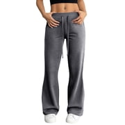 hoksml Womens Pull-On Flare Lounge Pants, Soft Knit with Drawstring Waist, Multiple Colors