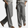 thumbnail image 1 of hoksml Women's Pull On Linen Wide Leg Pants, High Waist Casual Trousers with Pockets for Summer, 1 of 6
