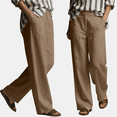 thumbnail image 1 of hoksml Women's Pull On Linen Wide Leg Pants, High Waist Casual Trousers with Pockets for Summer, 1 of 6