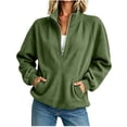 thumbnail image 1 of hoksml Women's Ribbed Half Zip Stand Collar Sweatshirt, Raglan Long Sleeve Pullover with Kangaroo Pocket and Cozy Loose Fit, 1 of 5
