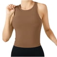 thumbnail image 1 of hoksml Women's Ribbed Racerback Crop Tank Top Crew Neck Sleeveless Athletic Top with Built in Bra for Workout, 1 of 9