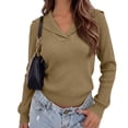 thumbnail image 1 of hoksml Women's Sailor Collar Ribbed Knit Sweater, Long Sleeve Slim Casual Pullover, 1 of 7