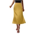 thumbnail image 1 of hoksml Women's Satin Midi Skirt, High Waist Silky Flowy A-Line Skirt with Back Zipper for Casual Office Party, 1 of 5