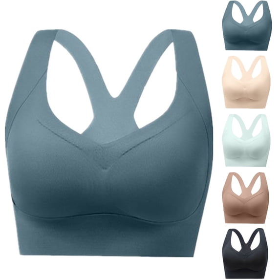 hoksml Women's Seamless Bras Racerback Wireless Full Coverage Bralette, Supportive and Comfortable Wireless Push Up No Underwire Bras