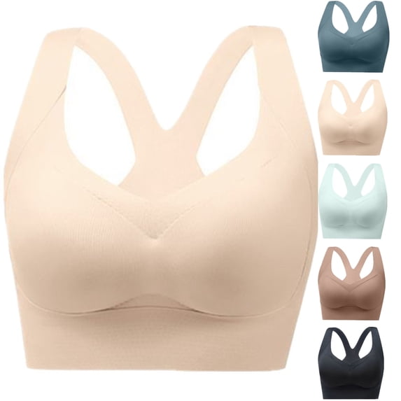 hoksml Women's Seamless Bras Racerback Wireless Full Coverage Bralette, Supportive and Comfortable Wireless Push Up No Underwire Bras