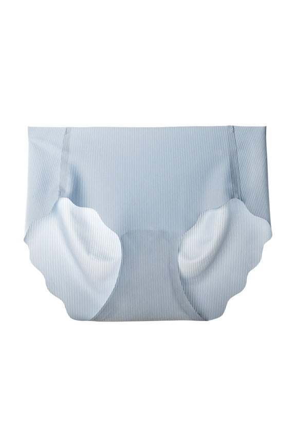 Women's Seamless Panties Vertical Ribbed Cotton Briefs, Wavy Leg Opening Invisible Underwear for Daily Wear