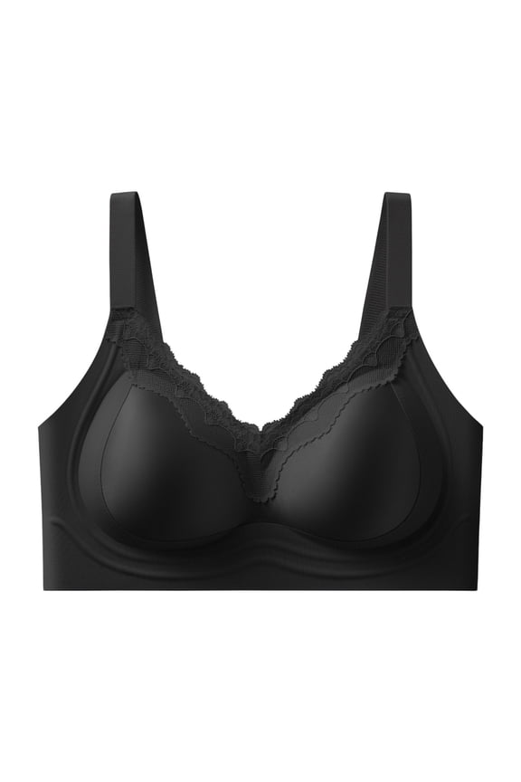 Women's Seamless Push Up Bras Wireless Bralette with Exquisite Lace Trim, Smooth Invisible Daily Intimates for All-Day Soft Comfort
