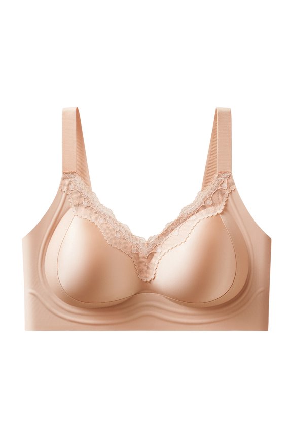 Women's Seamless Push Up Bras Wireless Bralette with Exquisite Lace Trim, Smooth Invisible Daily Intimates for All-Day Soft Comfort