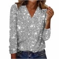 thumbnail image 1 of hoksml Women's Sequin Long Sleeve Blouse V Neck Sparkle Glitter Party Tops Multiple Colors, 1 of 7