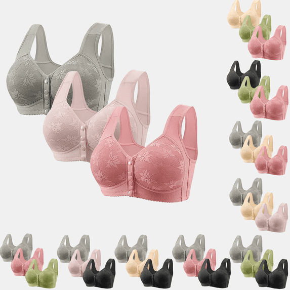 hoksml Women's Sexy Non Magnetic And Non Steel Ring Gathered Bra With Thin Cup And Adjustable Sexy Lace Bra Underwear