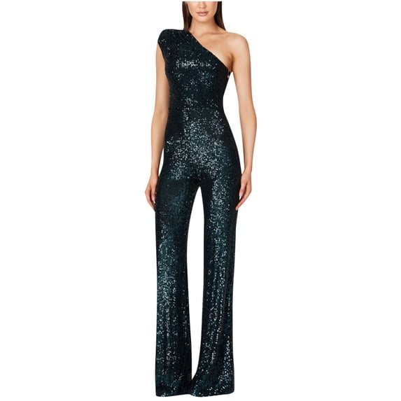 hoksml Women's Sexy Sparkly Jumpsuits Clubwear Cold Shoulder Sleeveless Elegant Prom Rompers High Waisted Wide Leg Maxi Pants on Clearance XL