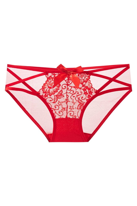 Women's Sheer Lace Panties Low Rise Floral Lace Thong G-String Breathable See-Through Mesh Underwear