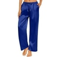 thumbnail image 1 of hoksml Women's Silky Satin Wide Leg Lounge Pants Elastic Waist with Drawstring Comfortable Sleep Pants for Loungewear Multiple Colors Available, 1 of 8