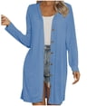 thumbnail image 1 of hoksml Women's Solid Color Long Button Down Cardigan Casual Long Sleeve Knit Cover Up Lightweight Beach Open Front, 1 of 6
