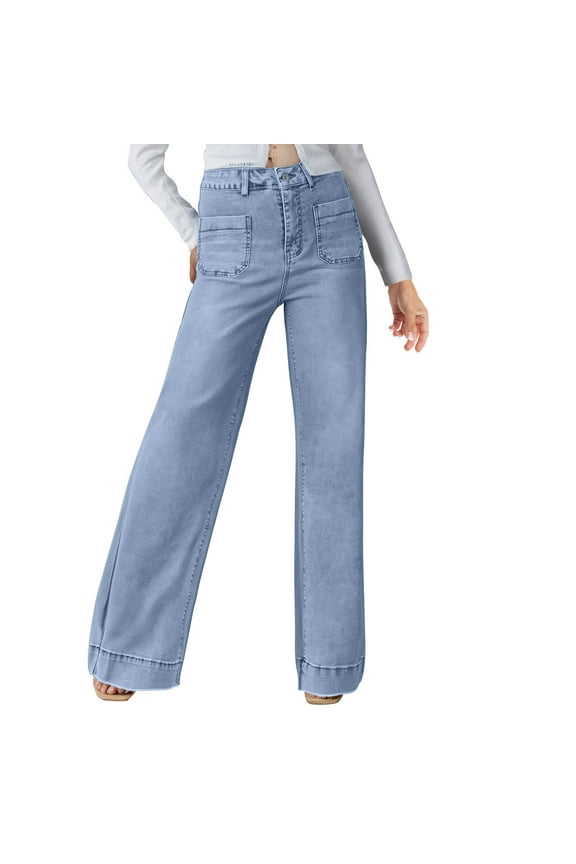 Women's Spring Summer Denim Pants New High Waist Straight Leg Jeans Look Thin Wide Legs Retro Style Pants 2025 Clearance