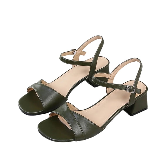 hoksml Women's Square Toe Block Heel Sandals, Adjustable Ankle Strap Dress Shoes, Multicolor