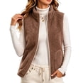 thumbnail image 1 of hoksml Women’s Stand‑Collar Sherpa Fleece Vest, Full‑Zip Sleeveless Layering Gilet, 1 of 5