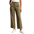 thumbnail image 1 of hoksml Women's Straight Leg Cropped Pants Button Front High Waisted Wide Leg Trousers with Pockets for Daily Wear And Everyday Commuting, 1 of 9