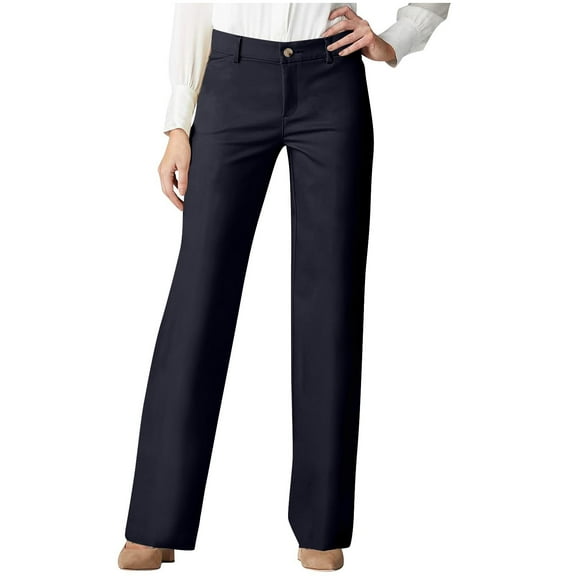hoksml Women's Straight Leg Dress Work Pants Business Casual Office Trousers Comfortable Versatile Pocket Long Pants