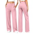 thumbnail image 1 of hoksml Women's Straight Leg Pants V Waist Wide Waistband Casual Pants with Pockets, 1 of 8