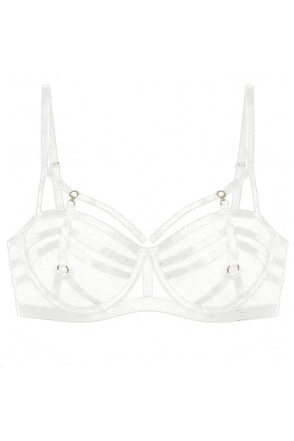 Women's Strappy Cage Mesh Underwire Bra Thin Adjustable Straps Flirty Lingerie Club Night