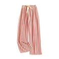 thumbnail image 1 of hoksml Women's Striped Pajama Pants with Bow Tie, Soft Wide Leg Lounge Pants Elastic Waist for Sleep and Relax, 1 of 3