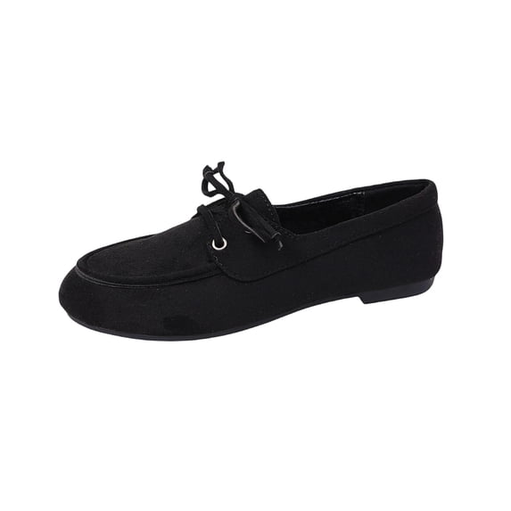 hoksml Women's Suede Lace-Up Loafer Flats, Classic Moccasin Style Slip-On Shoes for Work Casual Daily Wear, Multiple Colors