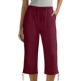 thumbnail image 1 of hoksml Women's Summer Cotton Capri Pants, Casual Drawstring Waist Tie-Cuff Beach Pants with Pockets, 1 of 9