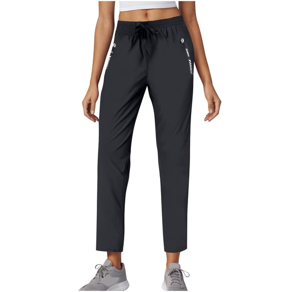 hoksml Women's Summer Running Pants Solid Color All Straight Leg Fitness Sports Casual Trousers 2025 Clearance