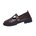 thumbnail image 1 of hoksml Women's T-Strap Mary Jane Loafer Flats Chunky Sole PU Leather Shoes for Preppy Casual Wear Black Brown, 1 of 9