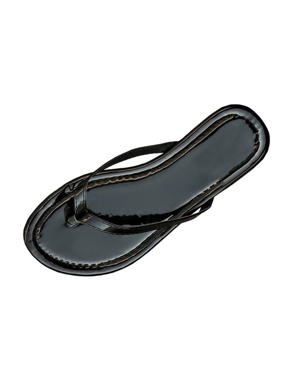 Women's Thong Sandals, Glossy PU Open-Toe Summer Footwear Beach Vacation Shoes