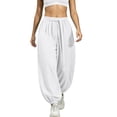 thumbnail image 1 of hoksml Women's Tie Waist Jogger Pants, Solid Color Loose Elastic Cuff Casual Trousers, 1 of 4