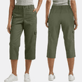 thumbnail image 1 of hoksml Women's Twill Cargo Capri Pants, Casual Button Pocket Cropped Trousers for Summer, 1 of 8