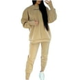 thumbnail image 1 of hoksml Women's Two Piece Outfits Matching Sets Crew Neck Hoodies Long Sleeve Solid Pullover Sweatshirt Tops and Wide Leg Pants Tracksuit Lounge Sets, 1 of 4