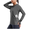 thumbnail image 1 of hoksml Women's UPF 50+ Sun Protection Hooded Long Sleeve Workout Top with Thumbholes and Side Pockets, Athletic Shirt for Running Hiking, 1 of 9