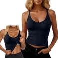 thumbnail image 1 of hoksml Women's V-Neck Ribbed Racerback Crop Tank Top, Form Fitting Sleeveless Camisole for Layering or Workout, 1 of 9