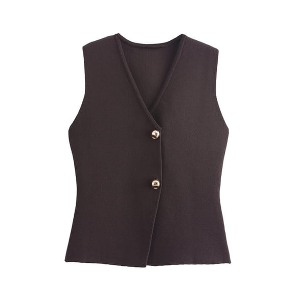 hoksml Women's V-Neck Sleeveless Knit Vest Lightweight Cotton Blend Button Closure Versatile Layering Waistcoat Multiple Colors
