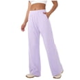 thumbnail image 1 of hoksml Women's Waffle Knit Wide Leg Pants, Pull-On Lounge Trousers with Elastic Waist and Side Pockets, 1 of 8