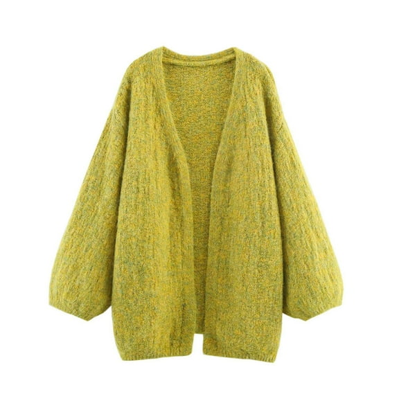 hoksml Women's Warm V-Neck Knit Cardigan Relaxed fit Long Sleeve Thermal Open Front Sweater Winter Fall Fashion Top