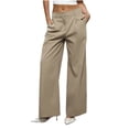 thumbnail image 1 of hoksml Women's Wide Leg Trousers Business Casual Office Pants with Pockets Zipper Fly Professional Work Pants, 1 of 6