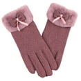 thumbnail image 1 of hoksml Women's Winter Gloves with Bow Fleece Lined Thick Knit for Riding Cold Weather Faux Fur Cuff, 1 of 2