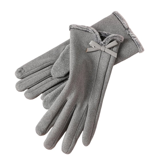 hoksml Women's Winter Gloves with Bow Plush Cuff Fashion Knit Gloves in Multiple Colors for Style Warmth