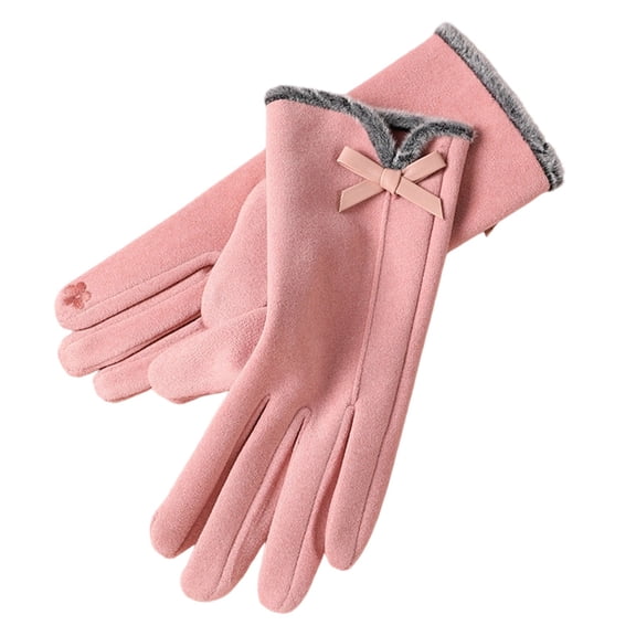 hoksml Women's Winter Gloves with Bow Plush Cuff Fashion Knit Gloves in Multiple Colors for Style Warmth