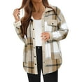 thumbnail image 1 of hoksml Womens Casual Jackets Fashion Flannel Plaid Button Down Shirts Pockets Collared Long Sleeve Fall Outwear Coat Tops, 1 of 6