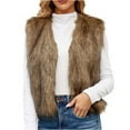 thumbnail image 1 of hoksml Womens Faux Furry Vest Cardigan Ladies Sleeveless Winter Warm Coat Solid Color V-neck Outerwear Cropped Vests Jacket, 1 of 5