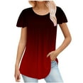 thumbnail image 1 of hoksml Womens Plus Size Tops Tunic Short Sleeve Crew Neck Tunics Casual Summer Dressy Tops Blouses with Trendy Pleated 1X-5X M, 1 of 5