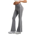 thumbnail image 1 of hoksml Womens Pull On High Waisted Flared Leggings Stretchy Side Stripe Yoga Pants for Workout Casual Multiple Colors, 1 of 7