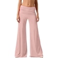 thumbnail image 1 of hoksml Womens Pull On High Waisted Ruched Flare Pants Stretchy Casual Yoga Daily Vacation Trousers Multiple Colors, 1 of 5