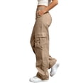 thumbnail image 1 of hoksml Womens Pull On Wide Leg Cargo Pants Elastic Waist Casual Daily Trousers with Pockets Multiple Colors, 1 of 9