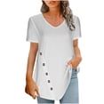 thumbnail image 1 of hoksml Womens Tops Clearance! Fashion Woman Causal Solid Blouse Short Sleeve T-Shirt Summer Button Tops, 1 of 6
